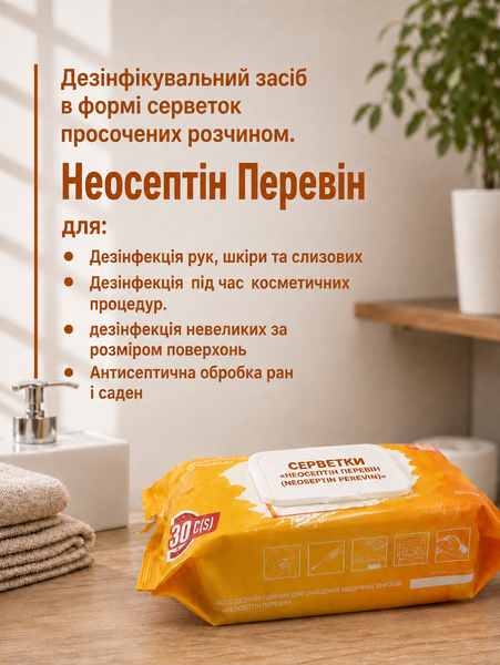 Средство дезинфицирующее &laquo;Неосептин Перевин (салфетки)&raquo;, 120 шт универсальные УТ000007701 фото