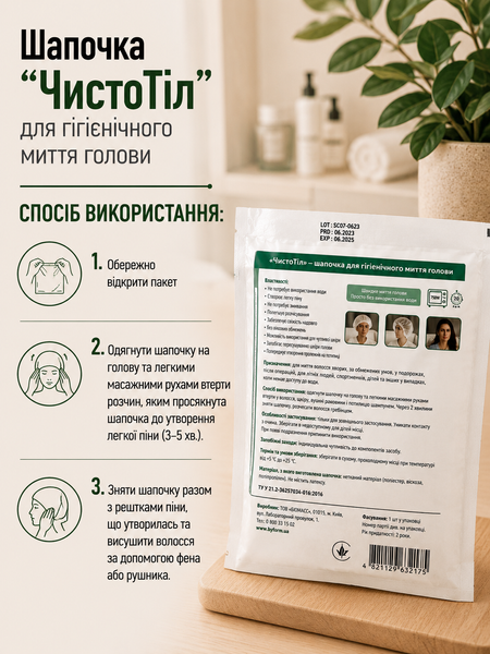 Шапочка "ЧистоТел" для гигиенического мытья головы УТ000001944 фото