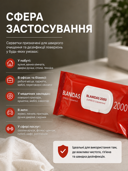 Салфетки &laquo;Бланидас 2000 экспресс (Blanidas 2000 express)&raquo;для рук и поверхностей 100 шт УТ000007984 фото