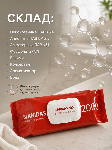 Салфетки &laquo;Бланидас 2000 экспресс (Blanidas 2000 express)&raquo;для рук и поверхностей 100 шт УТ000007984 фото